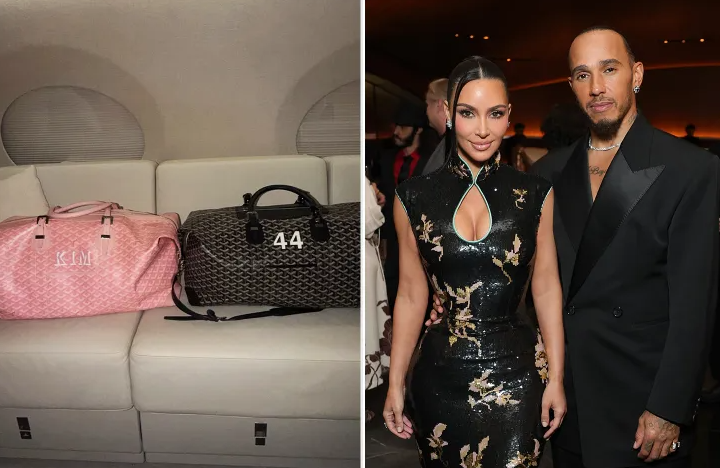 Kim Kardashian dhe Lewis Hamilton me bagazhe të personalizuara
